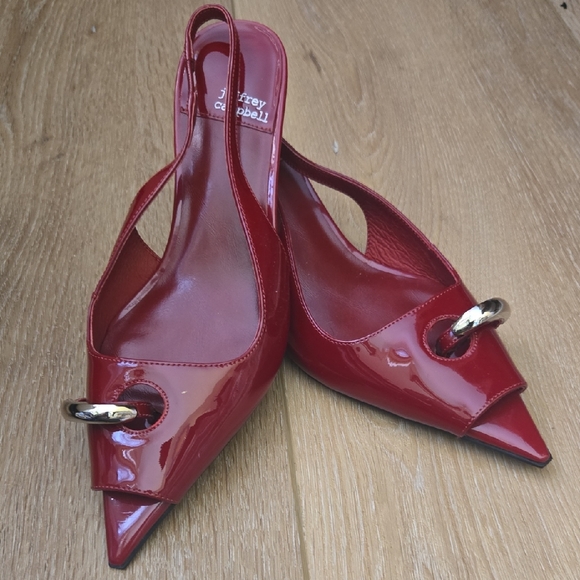 Jeffrey Campbell Shoes - Jeffrey Campbell Red Patent Slingback Heels